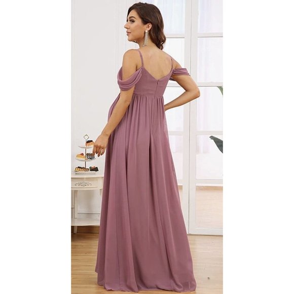 Ever-Pretty V Neck Short Sleeve Spaghetti Straps Maternity Formal Dress Size M - Picture 11 of 14